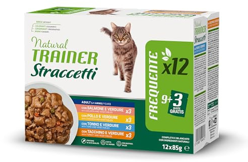 Natural Trainer Straccetti Cibo Umido per Gatti Adulti - Bocconcini in Salsa Multipack 12 x 85g