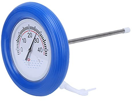 Thermomètre de piscine avec grand cadran clair flottant sur l'eau en PVC pour toutes les piscines, spas, bassins aquatiques, acier inoxydable, tête ronde, facile à lire pour l'intérieur et l'extérieur
