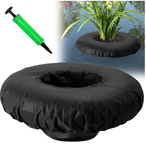 DECOHS 1 confezione di fioriere galleggianti per laghetti, 43,9 cm, in tessuto intrecciato, per piante acquatiche, barriera per pesci, isola galleggiante per giochi d'acqua da giardino e decorazione
