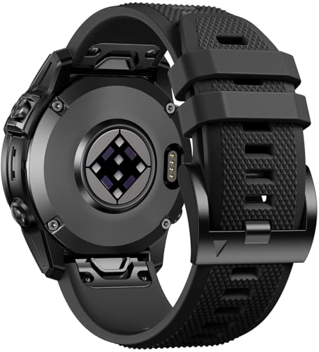 Laffav Kompatibel mit Garmin Fenix 7 Armband/Fenix 7 Pro/Fenix 6/Fenix 6 Pro/Fenix 8 47mm, 22mm QuickFit Silikon Ersatz Sportarmband für Garmin Instinct 2/Epix Pro Gen 2/Forerunner 965,Schwarz