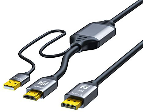 Zqxnt Cable adaptador 2.1 a DP compatible con HDMI que convierte HDMI2.1 a DP1.4 cable convertidor para uso doméstico en la oficina
