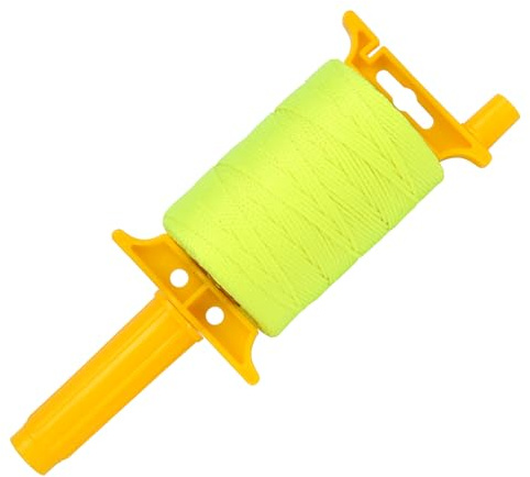 KVMORZE Mason Line String Line with Handle, 540 Ft Length Nylon Twine Reloadable Line Reel, Braided Nylon String for Masonry Tools, Construction Line Twine String Level Line Kit for Gardening (Yellow)