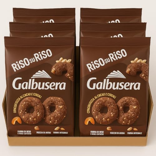 Riso su Riso al Cacao e Cereali – Biscotti Frollino Integrali con Farina di Riso, Croccanti e Leggeri – 6 Confezioni da 290g (Totale 1,74 kg) per Galbusera Frollini