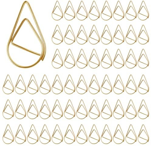 SULIKJHUI 200 Stück Büroklammern Gold, Goldene Tropfenform Papierklammern Aus Metall Büroklammer Für Büro, Schule & Zuhause