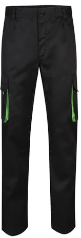 Velilla 103004 - Pantaloni multitasche, nero e verde lime, 52