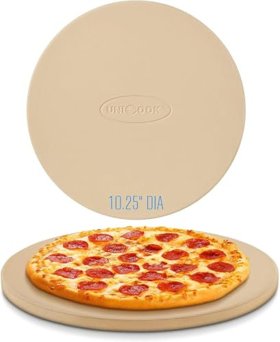 Unicook Rund Pizzastein Klein Brotbackstein für Backofen 26cm - Pizzastein für Gasgrill, Pizza Backstein für Brot Keksen, Pizzapfanne aus Cordierit