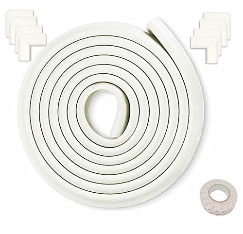 HIMRY® [5 m kantskydd 8 hörnskydd] L-formad skumkudde, svampkantkudde, hörnkudde, bordskant hörn, antikollisioner, baby, barn, stötskydd, off vit, KXD7000 set off-white