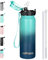 GOPPUS Botella Agua Acero Inoxidable 600ml/20oz con Pajita Botella Deportiva Aislada Frasco Frío con Pajita Botellas Agua Metal Abatibles Doble pared Termo a Prueba Fugas para Deportes Gimnasio