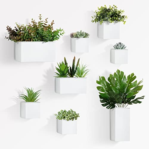 BOFUNX 8 Stücke Hängende Blumentöpfe Metall Blumentopf für Wand Hängeampel Wandvasen für Blumen Pflanzen Wanddeko Gartendeko