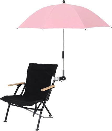 KEEMEN Paraguas para Silla con Abrazadera, Paraguas Portátil con Clip para Sillas de Playa, Cochecito de Patio Al Aire Libre, Sillas de Ruedas, Carritos de Golf(Rosa)