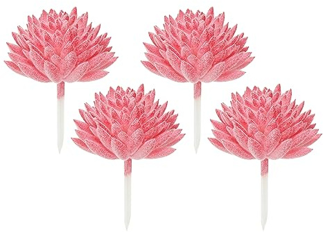 PATIKIL Artificial Succulents Picks, 4 Pack Unpotted Faux Succulent Small Fake Succulent Plants for Home Landscape Decoration, Red