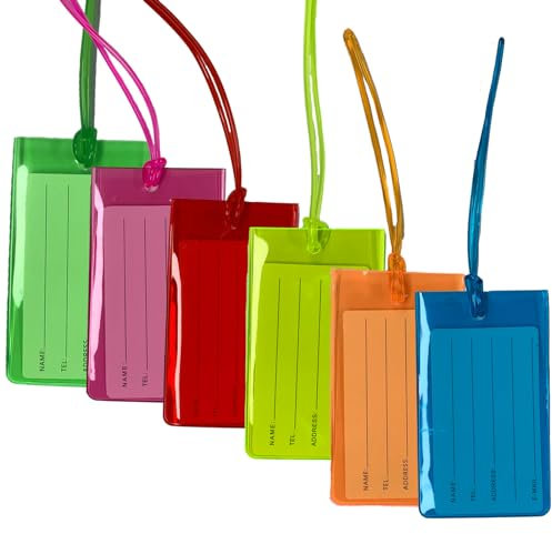 RTRTGS 6 Stück Gepäckanhänger, PVC Kofferanhänger mit Adressschild,Leder Namenschild,ID Tikett für Handtaschen, Reisezubehör für Verheiratete Männer Frauen Paare Hochzeit Reisegeschenk