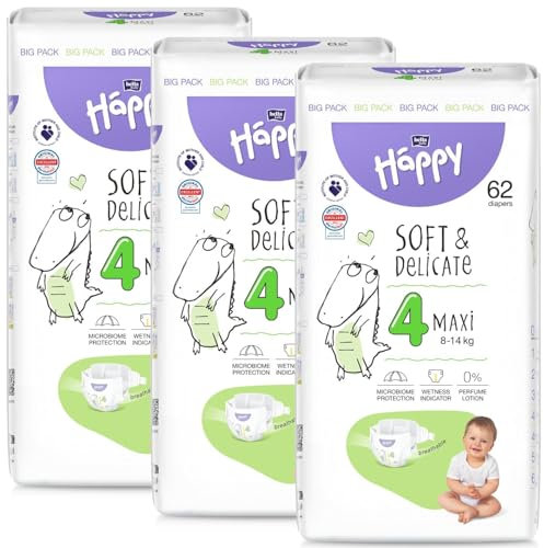 bella baby Happy Windeln soft & delicate Gr.4 Maxi 8-14kg BIG PACK 186 Stück (3 x 62 Stück)