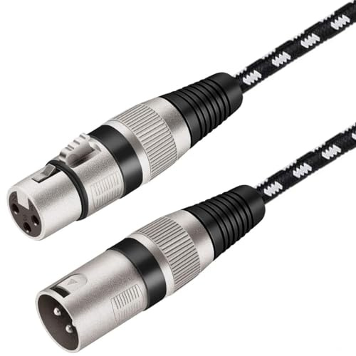 Greluma 1 Stück 2 m langes 3-poliges XLR-Mikrofonkabel (männlich auf weiblich), geflochtenes Nylon-Mikrofonkabel (XLR-männlich auf weiblich), sauerstofffreies Kupfer (OFC) für Audio- und Tongeräte