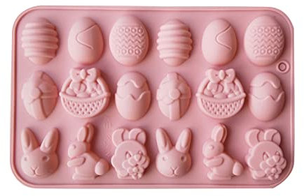 Oeuf de Lapin de Pâques Moule à Chocolat, Moule en Silicone Lapin de Pâques pour confectionner des bonbons, des gâteaux, des fondants, des décorations de gâteaux (Rose#2)