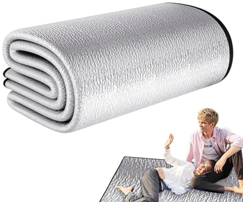 Esterilla de Camping de Espuma, Alfombra de Camping 90 x 200 cm, Manta Plegable de Espuma de Aluminio, colchoneta Aislante para, Alfombrilla para Viajes de Camping al