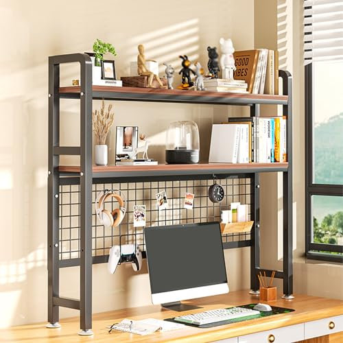Schreibtisch-Organizer aus Holz für Schlafsaal, 3 Etagen, Schreibtisch-Bücherregal mit Mehrzweck-Design und oberem Regal für Computer-Organisation