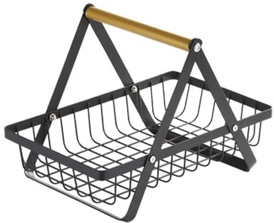 SDA287MZ Cesta de Frutas Cesta de Frutas portátil for Pan y Aperitivos, Cesta Rectangular de Metal Desmontable. Fruteros de Cocina(Negro)