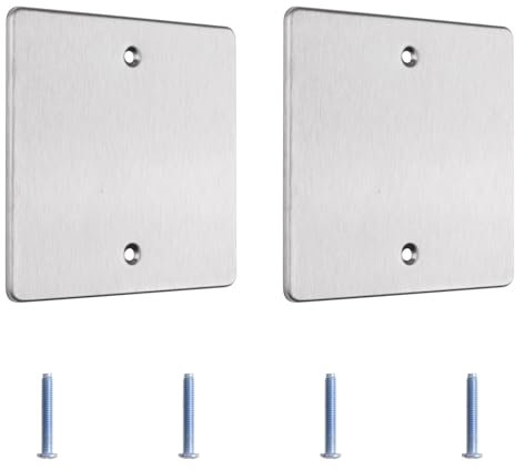 UFURMATE Blanking Cover Plate 2Pcs 4.72 x 4.72 Stainless Steel Wall Hole Cover Gang Blank Device Electrical Covers for Socket,Unused Outlets or Switches (Silver Grey)