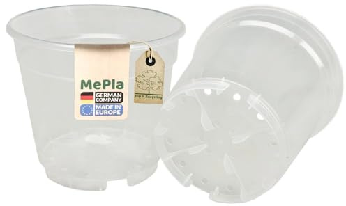 MePla – 5 stycken – blomkruka orkidé ø 21 cm – transparent (ø/h: 21/19,2 cm, volym: 4,3 l) – säkerställer luftcirkulation och skyddar tillförlitligt mot vattenfläckar