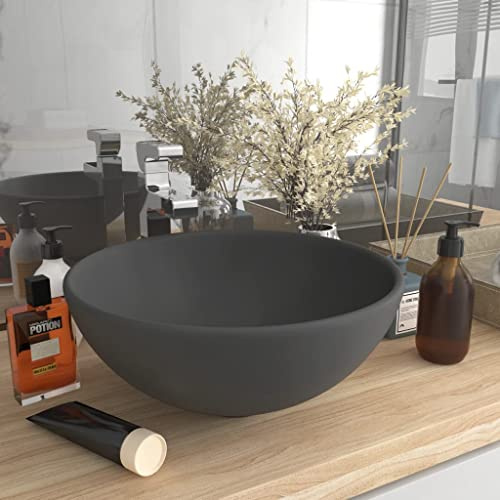 Lavabo with céramique gris foncé mat, design luxueux, vasque à poser salle de bain, lavabo salle de bain, meuble vasque salle de bain, lave main, 32.5 x 14 cm