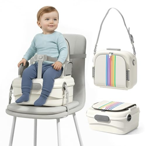 DEANIC 3-in-1 Sitzerhöhung Stuhl Kind, 15 cm Höhe Sitzerhöhung Kinder mit Großer Stauraum für 1-3-jährige Kinder, Tragbarer Aufbewahrungskoffer für die Reise Camping, Innen und Außen