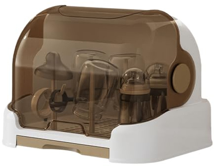 Estante de Secado de biberones, Caja de Almacenamiento de biberones a Prueba de Polvo con Tapa, Estante de encimera para Caja de niños pequeños