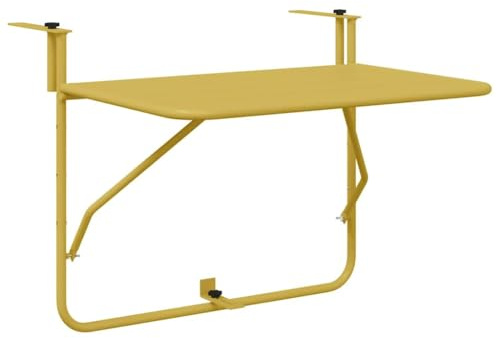 Nqyjm Table à Manger d'extérieur, Table Suspendue de Balcon Doré 60 x 39 x 65 cm Acier pour Jardin, Plage, Balcon, Terrasse, Camping