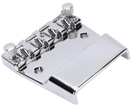 Fockety Basbro för Rickenbacker, 4-strängad 18 Mm Justerbar Cr-pläterad Zinklegering Sadlar, Basgitarrbro Sadelbrygga för Basgitarrdelar