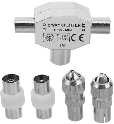 TOYANDONA Female to 2-male Tv Antenna Distributor 3-way Silver | Coaxial Cable Adapter, Pe and Zinc Alloy Build, Space-saving Design for Stable Signal Transmission