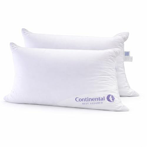 Continental Bedding Hotel Style Dual Chamber Down Feather Pillow 300 Thread Count Cotton Side and Back Sleepers, King Size 2 Pack