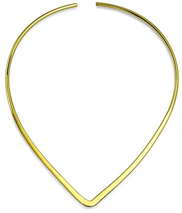 Bling Jewelry Collana A Girocollo Moderna E Semplice Con Ciondolo A Forma Di V In Oro Giallo Placcato 14K Lucidato Per Donne E Adolescenti
