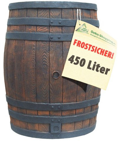 REGENTONNE REGENFASS WASSERFASS REGENWASSERBEHÄLTER REGENWASSERFASS GARTENFASS Eichenfass (450L) Braun