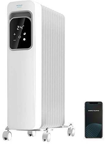 Cecotec Radiador Eléctrico de Aceite Ready Warm 11000 Touch Connected. Bajo Consumo, 11 Elementos, 2500 W, Control por App, Pantalla LCD, Táctil, Temporizador, Ruedas, 25m2