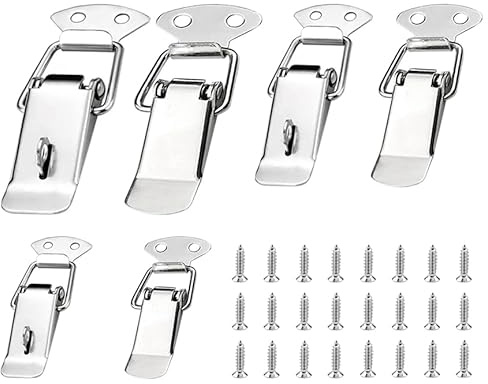 YIXISI 6 Pièces Fermeture a Levier à Ressort Loquet, Loquet à Ressort Bascule 72mm 90mm 112mm, avec & sans Crochet, pour Coffret, Tiroir, Coffre à Outils, avec 24 Vis M4x16