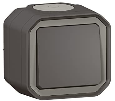 LEGRAND - Interrupteur Mural Etanche Simple ou Va-et-vient 10A Plexo - Commande d'Éclairage Complète Prête à Installer - Pose en Apparent - Fabriqué En France - Anthracite