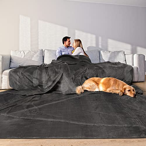 Edenleaf Oversized Blanket 120x120 Inches, Giant Huge Companion for Bed, Sofa,Travel and Camping, Extra Large Big Soft Blanket Fits The Whole Family and Outdoors, Dark Grey 10'x10'