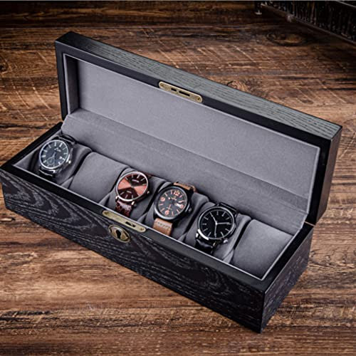 BONOOL Uhrenboxen aus schwarzem Holz mit 20 Fächern, Aufbewahrungsbox, doppelschichtig, für Uhren, mechanisches Schloss, Schmuck, Vitrine, Geschenk (Farbe: 6, Größe: wie abgebildet)