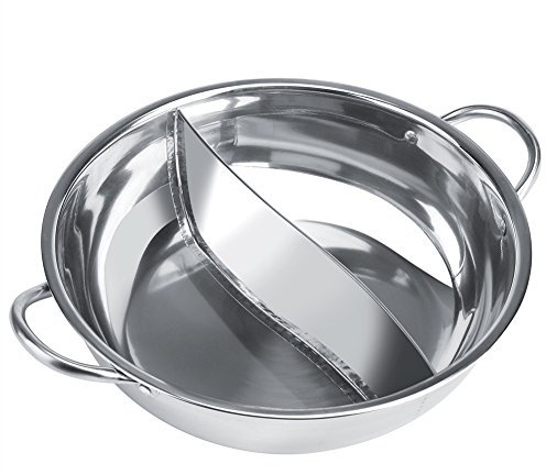 Pentola calda in acciaio inox spesso due piani cottura a induzione separazione dei sapori utile (30 cm)