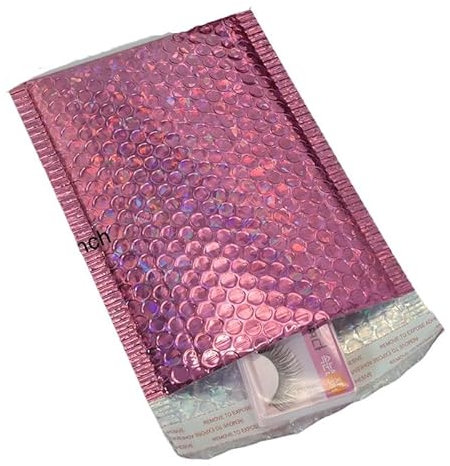 Versandtaschen 10PCS Holographische Metallic Blase Mailer Laser Geschenk Taschen Glamour Bunte Folie Blase Umschläge Gepolsterte Versand Mailing Umschlag LuftpolsterumschläGe(Rose Laser-15x20cm)