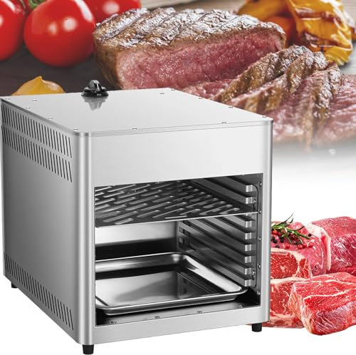 VNATWGOO Asador De Carne A Gas Comercial, Temperatura Ajustable para Carne, Pollo, Pizza, Verduras, Parrilla De Horno para Carne A Temperatura Constante De 800 ℃,NPJ003G
