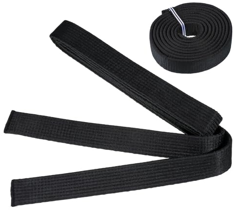 Xelsluthe Karate Taekwondo Belt 280cm/3yard Black Martial Arts Belts Long Soft Belt for Judo Karate Taekwondo