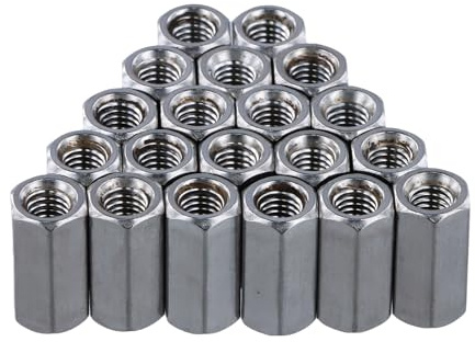 Tuerca Larga Hexagonal en Acero Inoxidable M6 x 20 mm – Paquete de 20 Piezas Manguitos Roscados, Tuerca de Extensión para Montajes y Conexiones