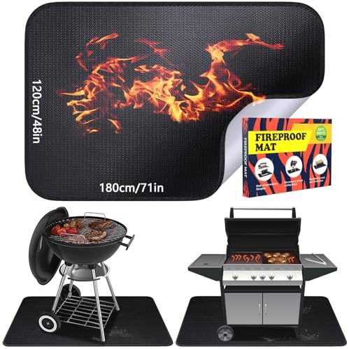 Brandfilt | 120 * 180 cm vikbar värmeskyddsmatta | Grillmatta | Gnistskyddsbräda | Lämplig för grill, öppen spis, golv, gräsmatta med mera