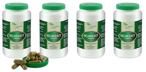 VITA IDEAL Vegan® HELMKRAUT 4x 360 KAPSELN - Scutellaria Hb. - Tagesportion 700mg HELM - KRAUT reines Pulver. Natürlich, pflanzlich & ohne Zusatzstoffe.