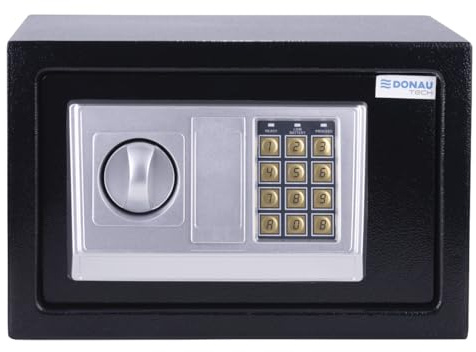Cassaforte digitale DONAU TECH 8,5L / 31 x 20 x 20 cm/Cassaforte elettronica manuale-digitale/con password digitale e 2 chiavi di sicurezza/Nera/con certificazione CE e RoHS