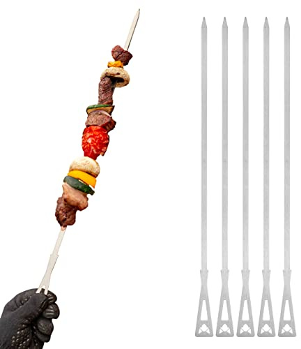 FENNEK Grillspieße kurz | 6 Stück je 34,5 cm lang mit Aufbewahrungstasche | Grillzubehör aus Edelstahl | Made in Germany