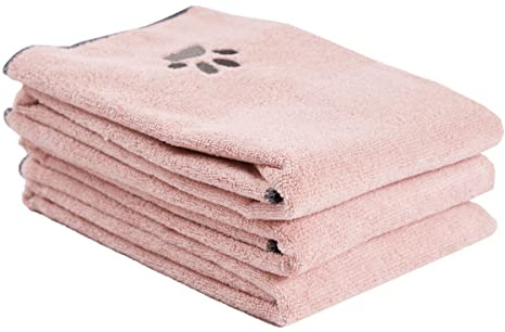 Ritz Premium Embroidered Microfiber Pet Towel (3-Pack), 18 x 28, Highly Absorbent, Fast-Drying, Long-Lasting, Super Soft 80% Polyester and 20% Polyamide Pet Cloth, Blush Pink