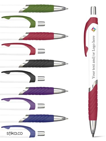 stika.co Pack of 40 Red Personalised Pens - Customisable, Sustainable, Stylish Writing Instruments - Perfect for School, Work, and Promotion