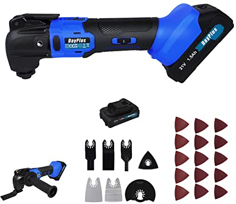 Cordless Brushless Oscillating Multi Tool, 21V Multifunction Power Tools 6 Variable Speed, Quick Blade Release, Oscillating Angle 4°, 1.5Ah Li-on Battery, for Removal, Scraping, Grinding, Cutting